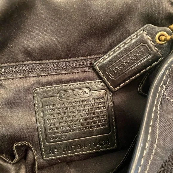 Vintage 90's Coach H0794-11434 Black and Gold Leather Bag with Edgy Details